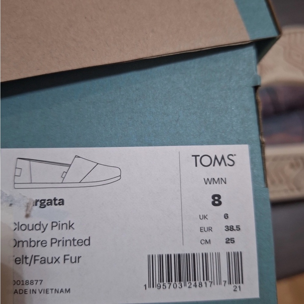 🩵 Tom’s Alpargata Cloudy Pink Ombre Fur Lined Slip-On Shoes - Blue & Pink 🩷 - Picture 7 of 8